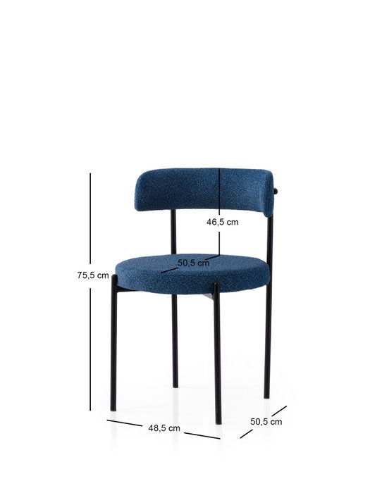 Hanah Home Gını - 4014 V2 Conjunto de 2 Sillas Negro y Azul Oscuro